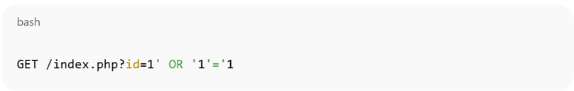 Example of injection payloads in query strings or form parameters Example of injection payloads in query strings or form parameters