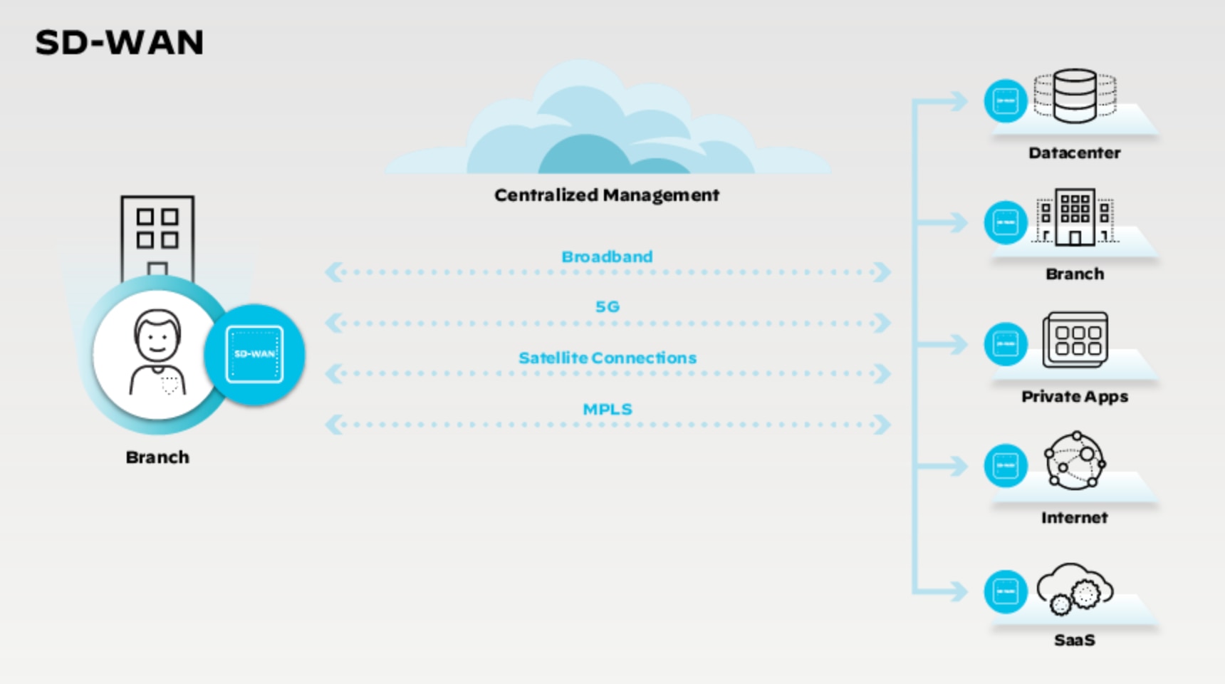 Diagram depicting SD-WAN functionality