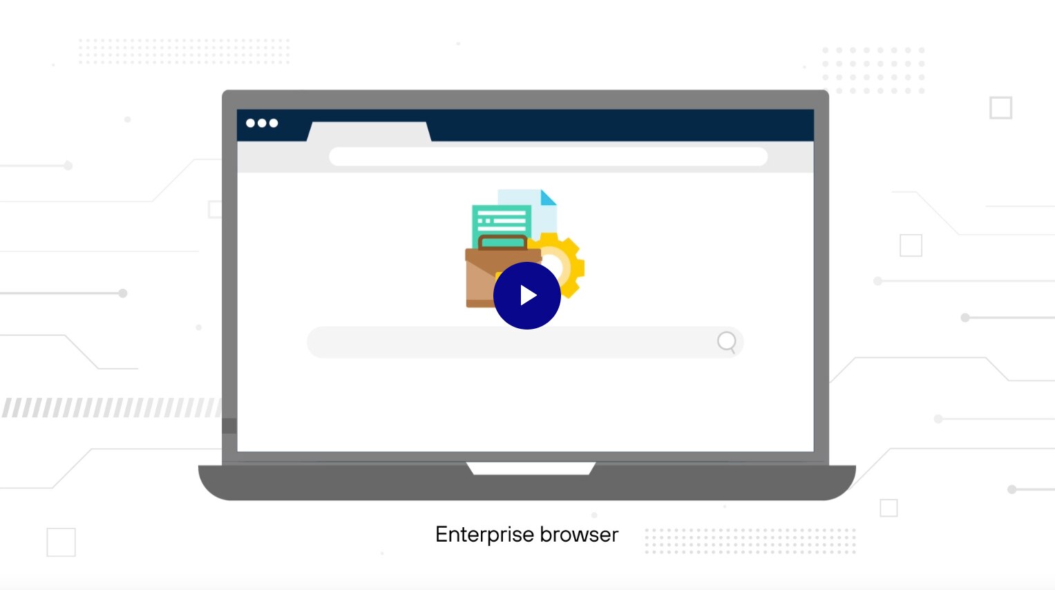 An image of a browser with a play button overlayed on top of the browser.