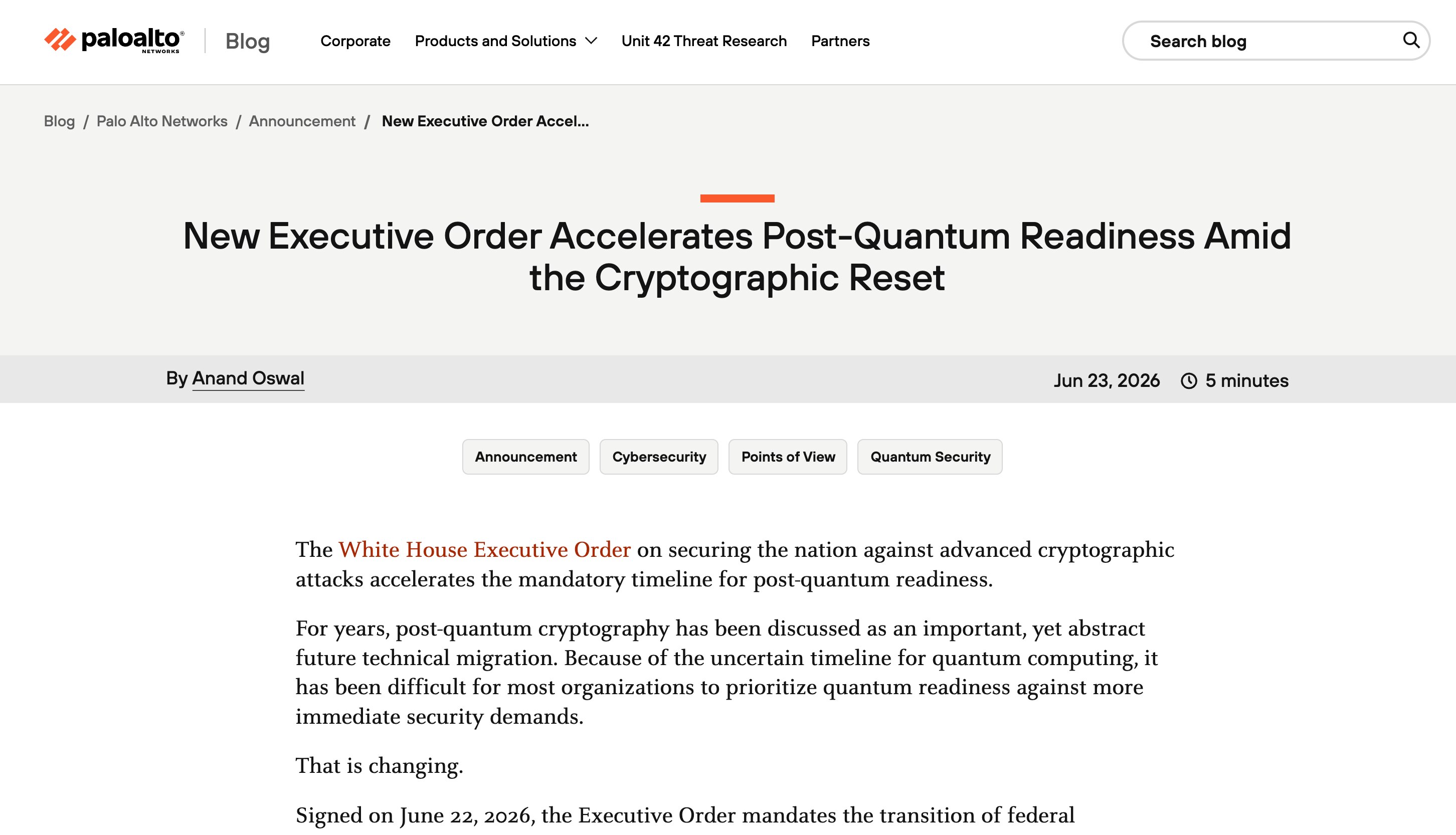 New Executive Order Accelerates Post-Quantum Readiness Amid the Cryptographic Reset